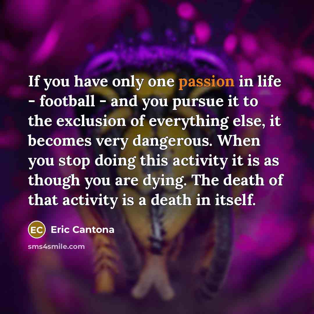 “If you have only one passion in life - football…” quote by Eric Cantona
