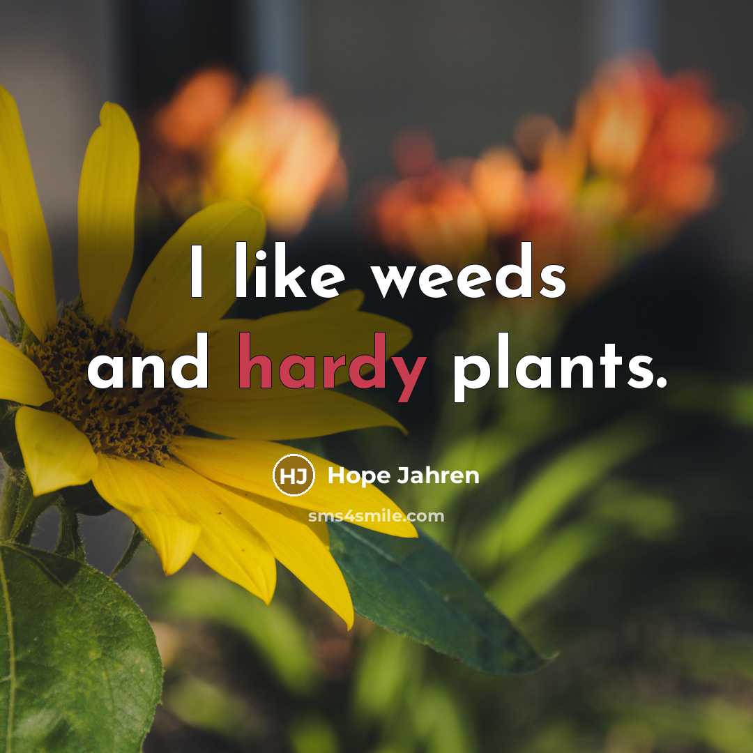 “I like weeds and hardy plants.…” quote by Hope Jahren