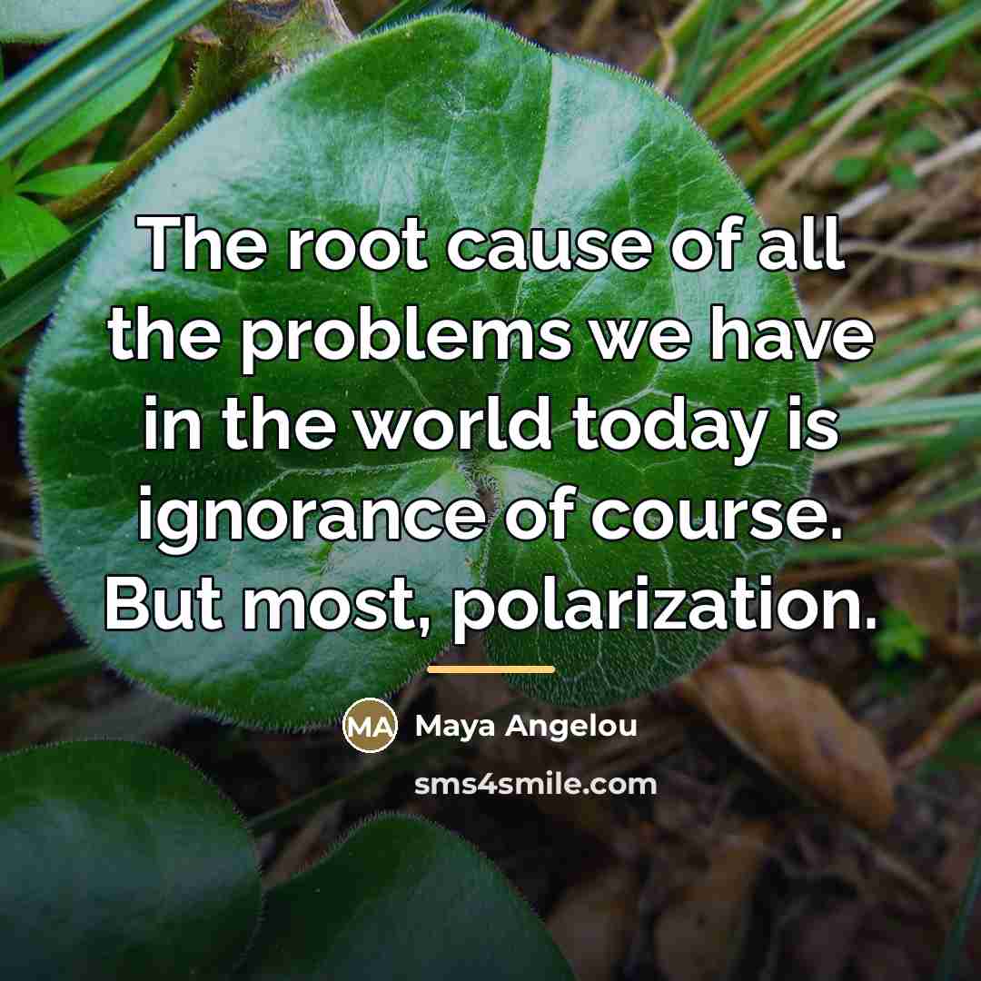 “The root cause of all the problems we have in…” quote by Maya Angelou