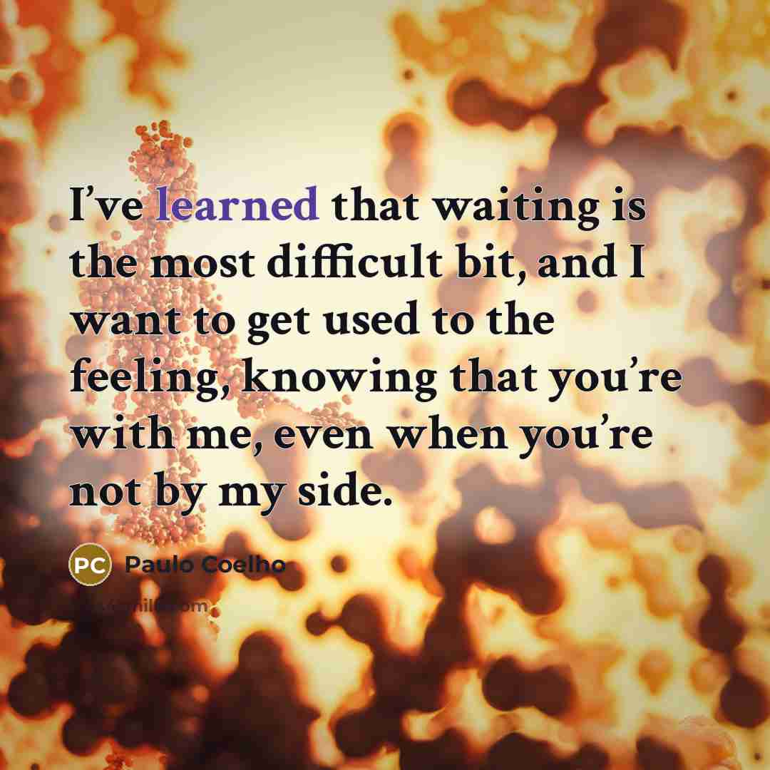 “I’ve learned that waiting is the most difficult bit, and…” quote by Paulo Coelho