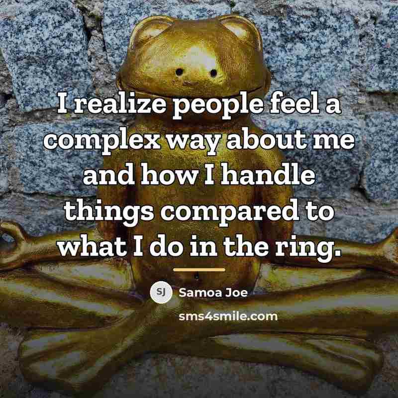 “I realize people feel a complex way about me and…” quote by Samoa Joe