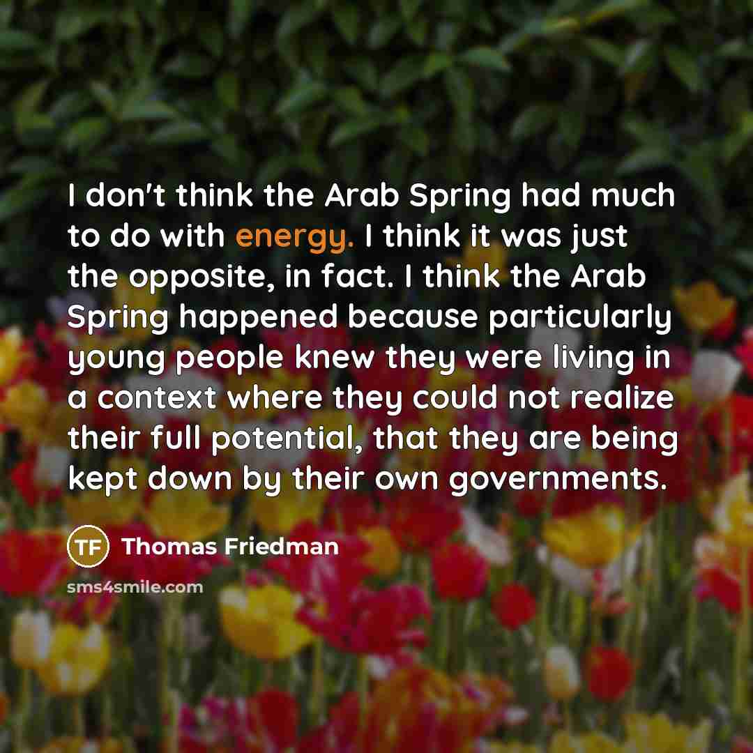 “I don't think the Arab Spring had much to do…” quote by Thomas Friedman