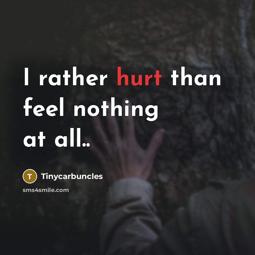 “I rather hurt than feel nothing at all..” quote by Tinycarbuncles
