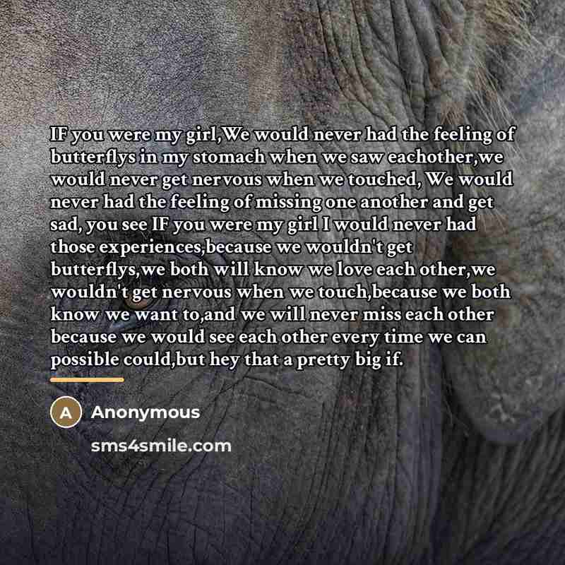 “IF you were my girl,We would never had the feeling…” quote by Anonymous