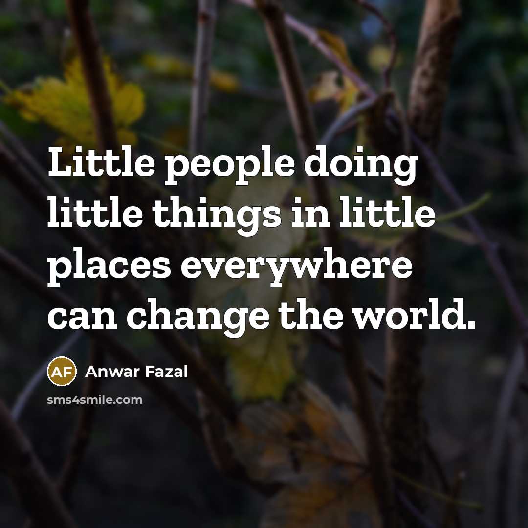 “Little people doing little things in little places everywhere can…” quote by Anwar Fazal
