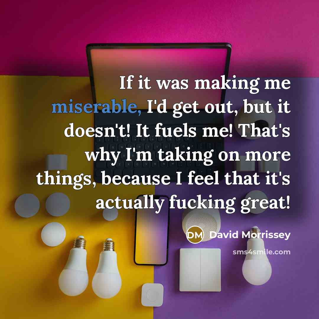 “If it was making me miserable, I'd get out, but…” quote by David Morrissey