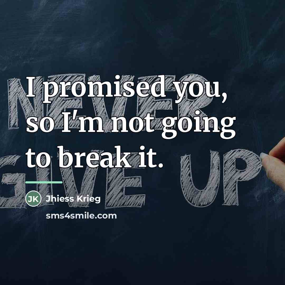 “I promised you, so I'm not going to break it.…” quote by Jhiess Krieg