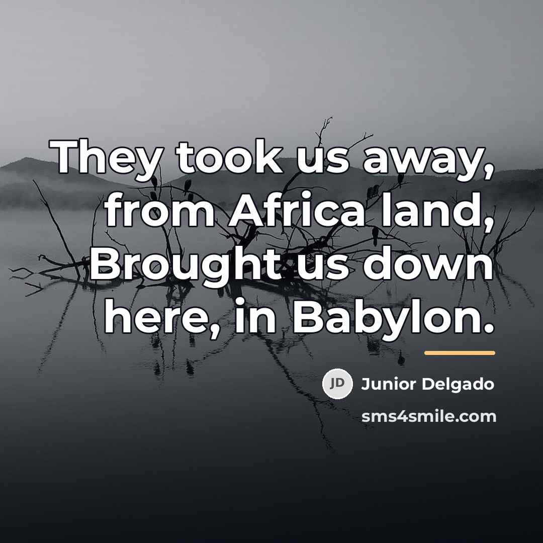 “They took us away, from Africa land, Brought us down…” quote by Junior Delgado