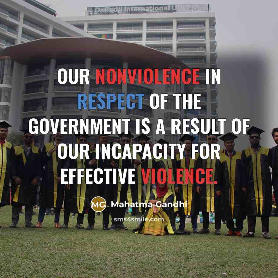 “Our nonviolence in respect of the Government is a result…” quote by Mahatma Gandhi