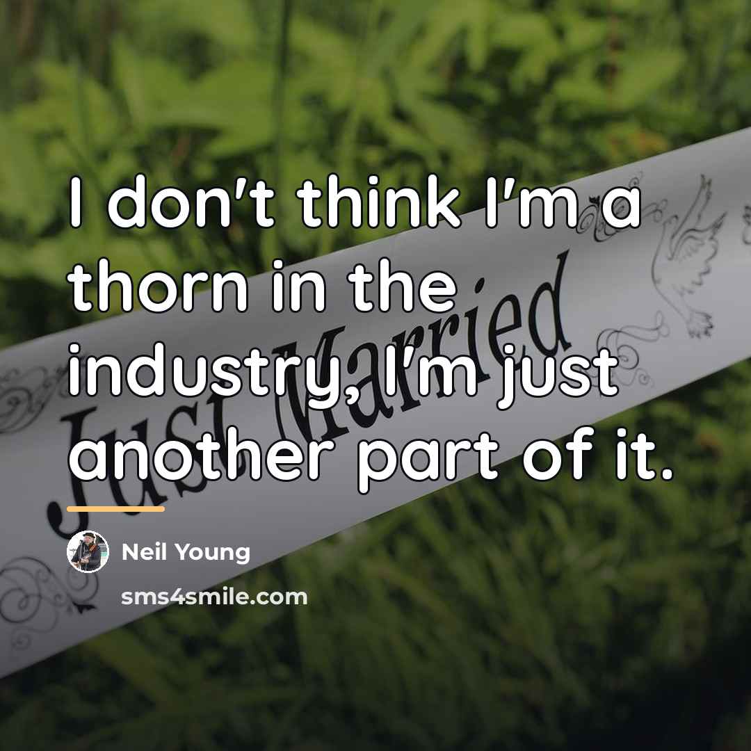 “I don't think I'm a thorn in the industry, I'm…” quote by Neil Young