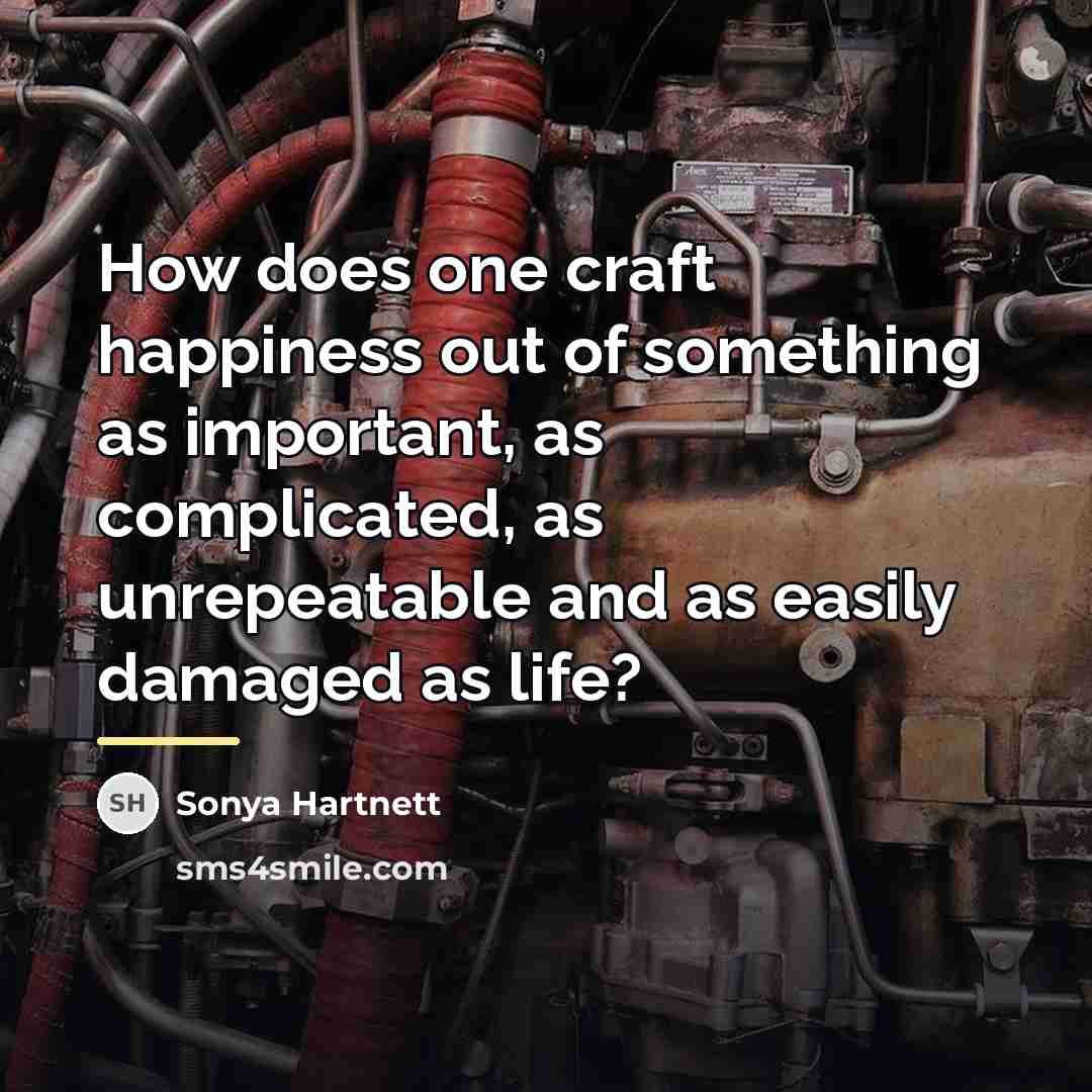 “How does one craft happiness out of something as important,…” quote by Sonya Hartnett