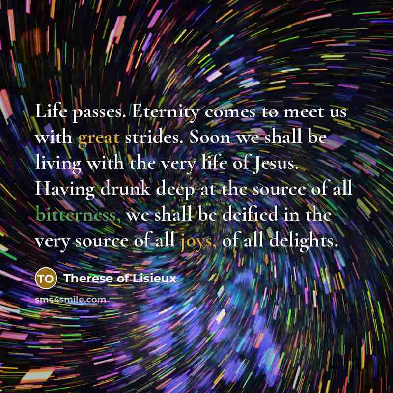 “Life passes. Eternity comes to meet us with great strides.…” quote by Therese of Lisieux