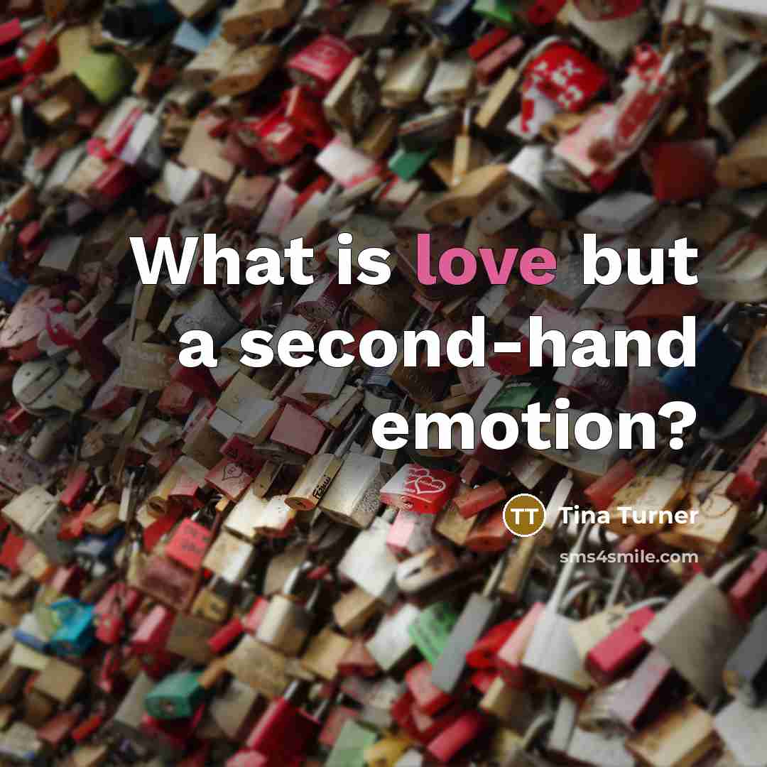 “What is love but a second-hand emotion?…” quote by Tina Turner
