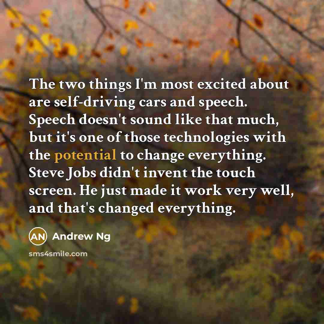 “The two things I'm most excited about are self-driving cars…” quote by Andrew Ng