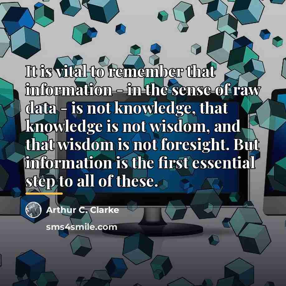 “It is vital to remember that information - in the…” quote by Arthur C. Clarke