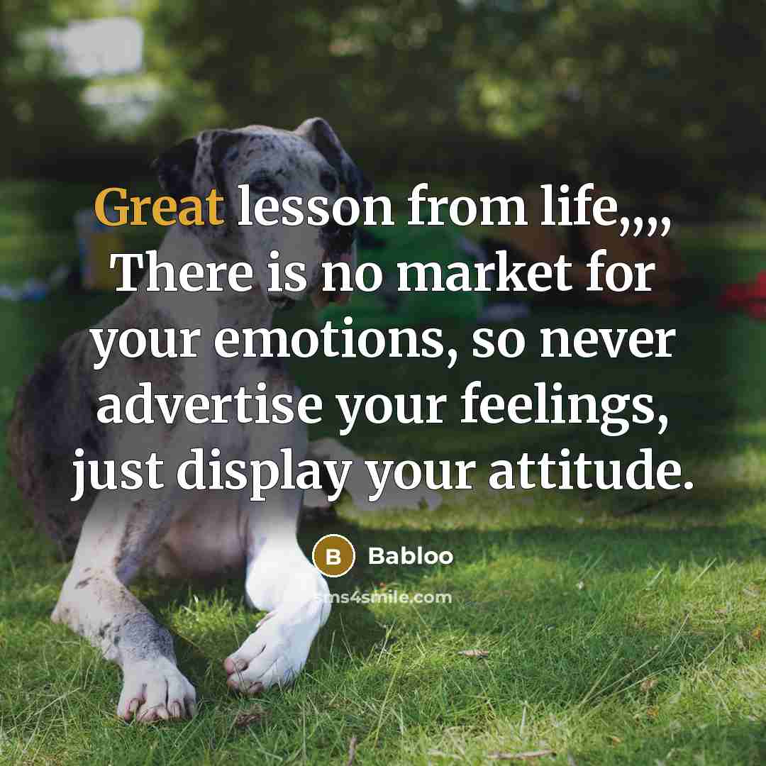 “Great lesson from life,,,, There is no market for your…” quote by Babloo