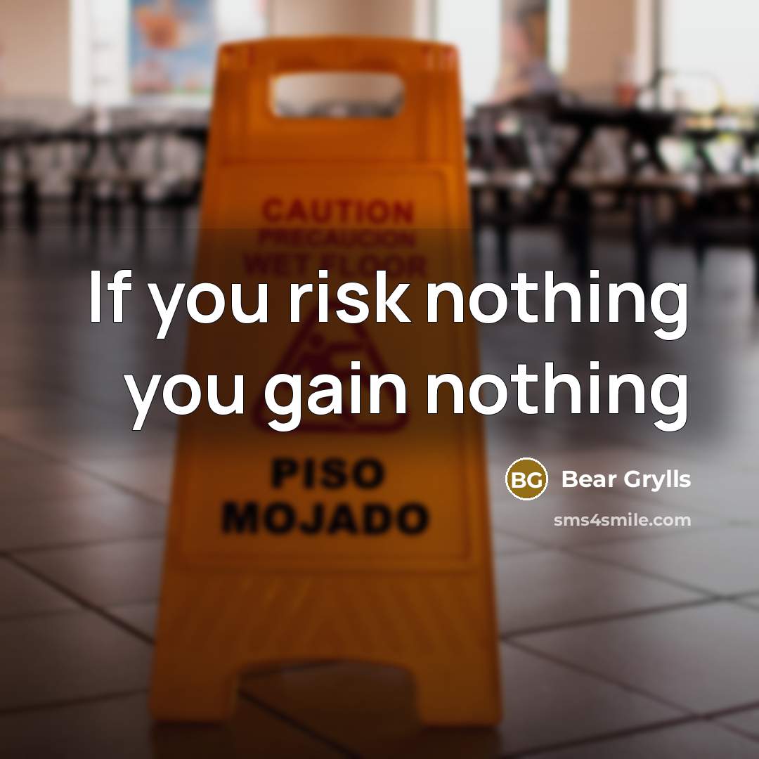 “If you risk nothing you gain nothing” quote by Bear Grylls