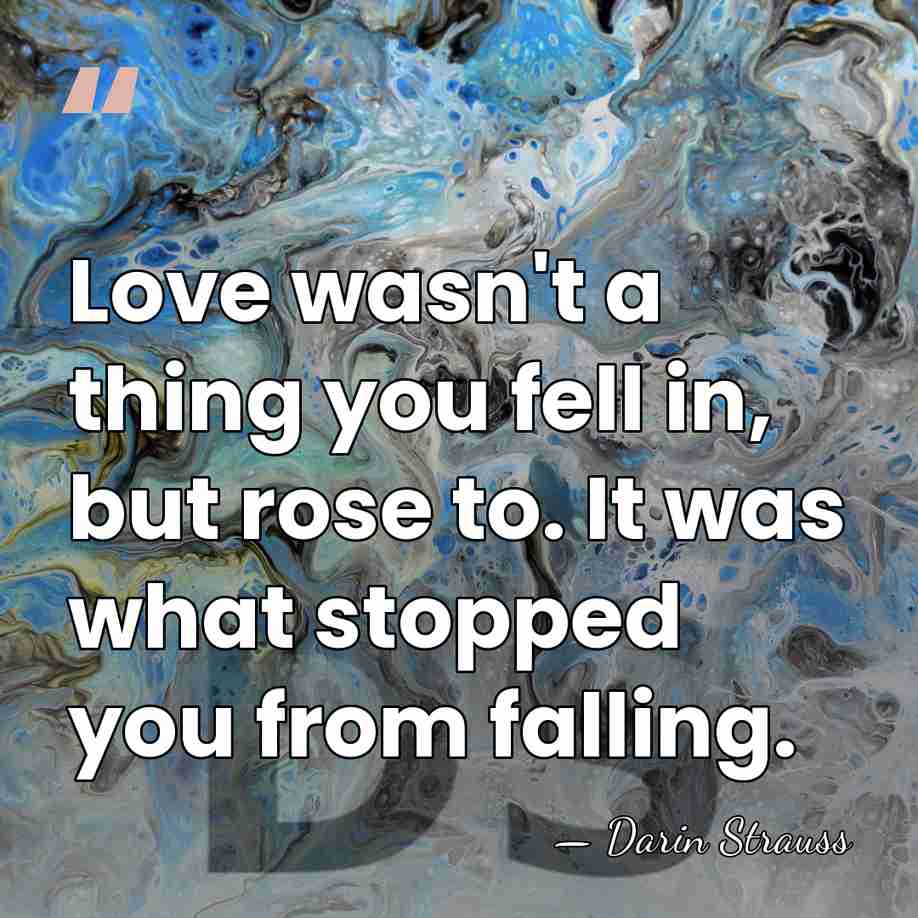 Love wasn't a thing you fell in, but rose to. It was&hellip; - Darin Strauss