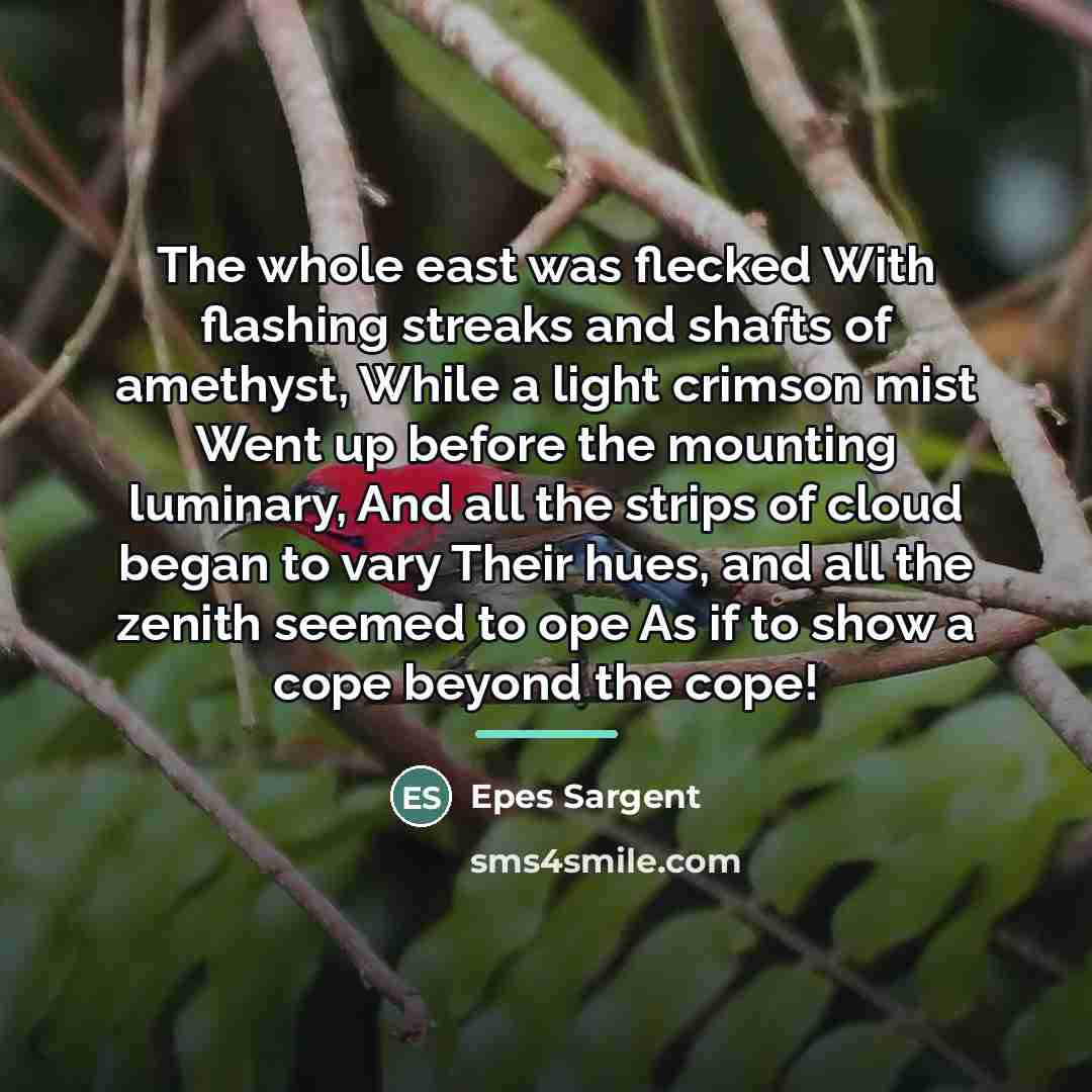 “The whole east was flecked With flashing streaks and shafts…” quote by Epes Sargent