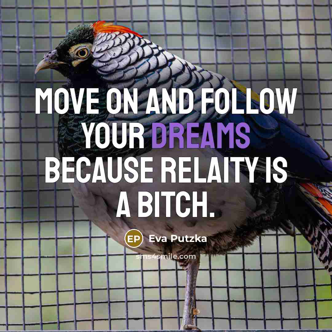 “Move on and follow your dreams because relaity is a…” quote by Eva Putzka