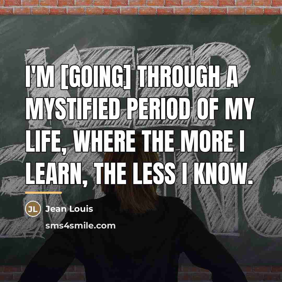 “I'm [going] through a mystified period of my life, where…” quote by Jean Louis