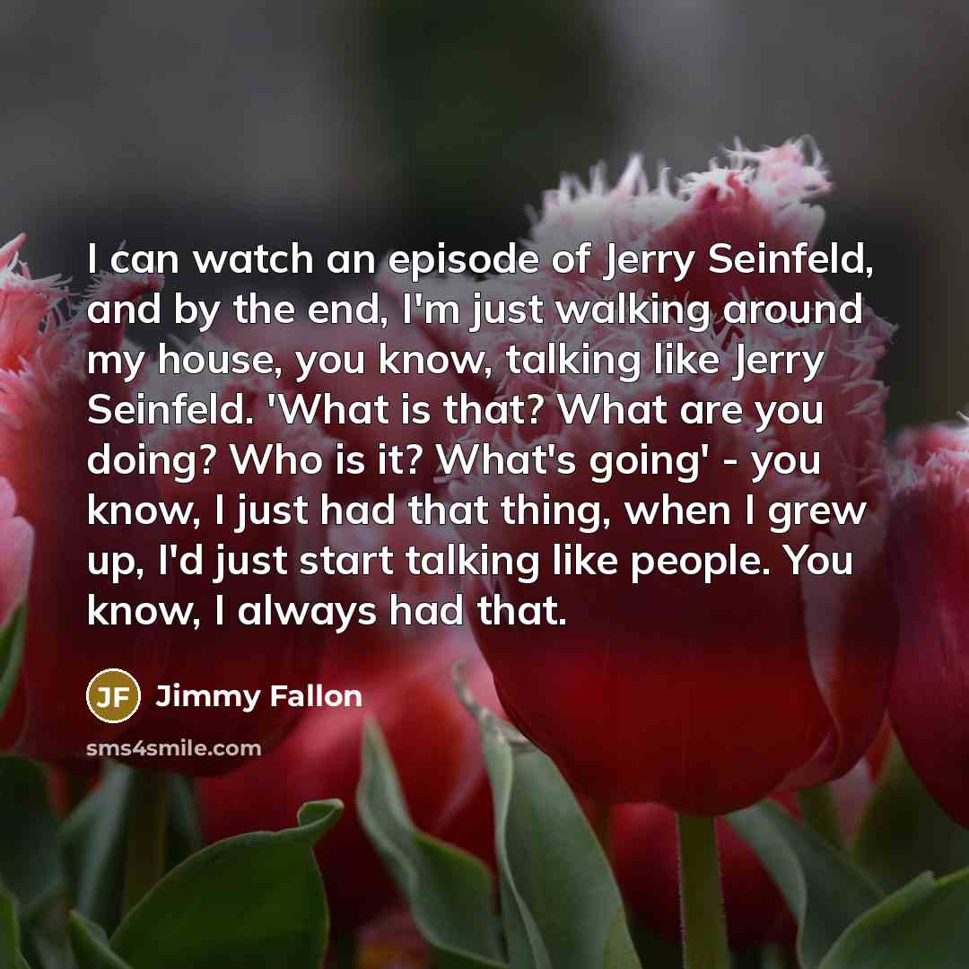 “I can watch an episode of Jerry Seinfeld, and by…” quote by Jimmy Fallon
