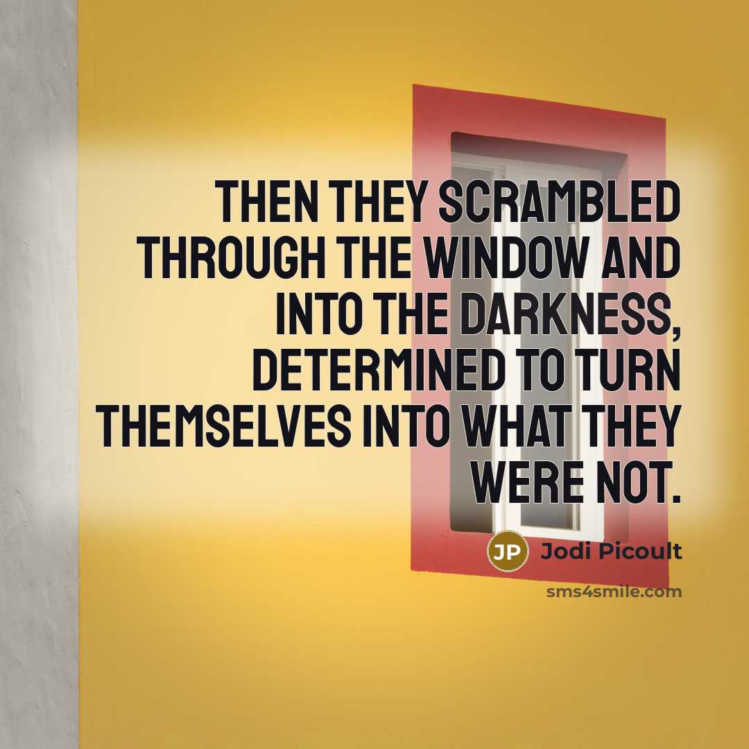 “Then they scrambled through the window and into the darkness,…” quote by Jodi Picoult