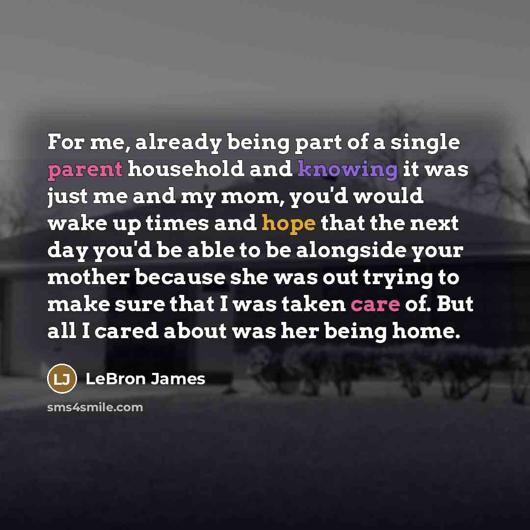 “For me, already being part of a single parent household…” quote by LeBron James