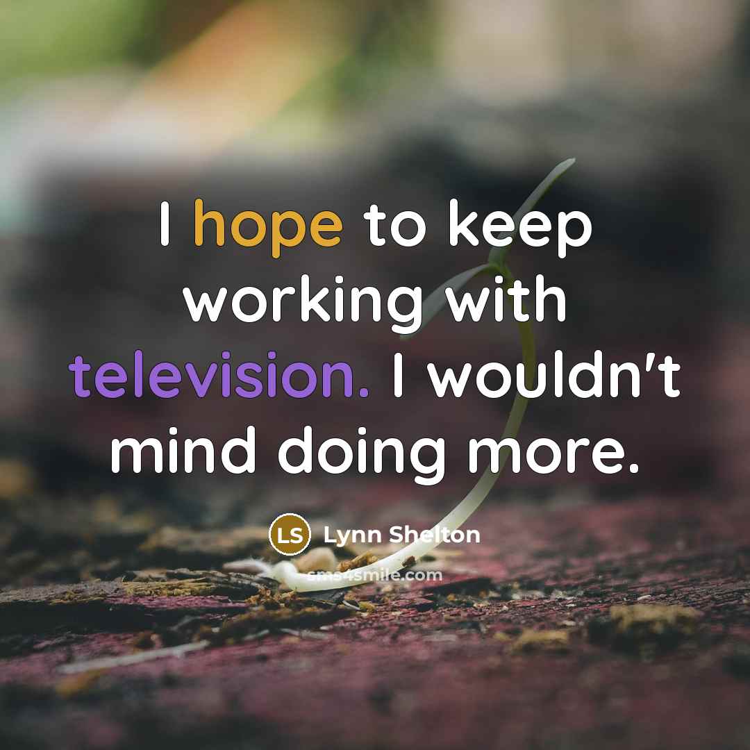 “I hope to keep working with television. I wouldn't mind doing more.” quote by Lynn Shelton