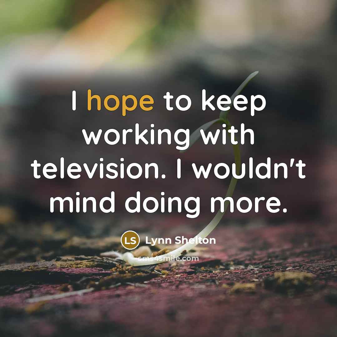 “I hope to keep working with television. I wouldn't mind…” quote by Lynn Shelton