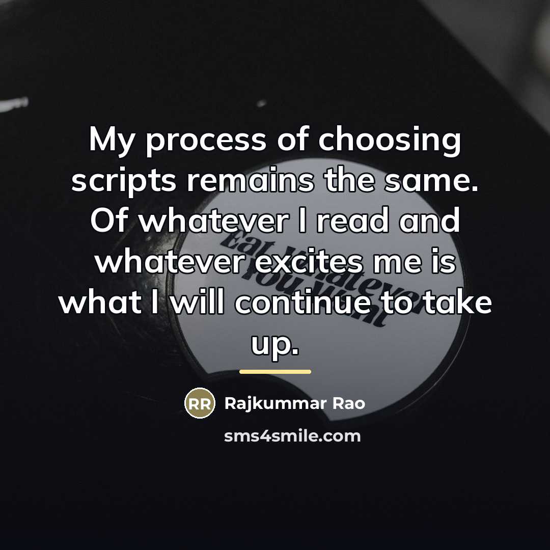 “My process of choosing scripts remains the same. Of whatever…” quote by Rajkummar Rao