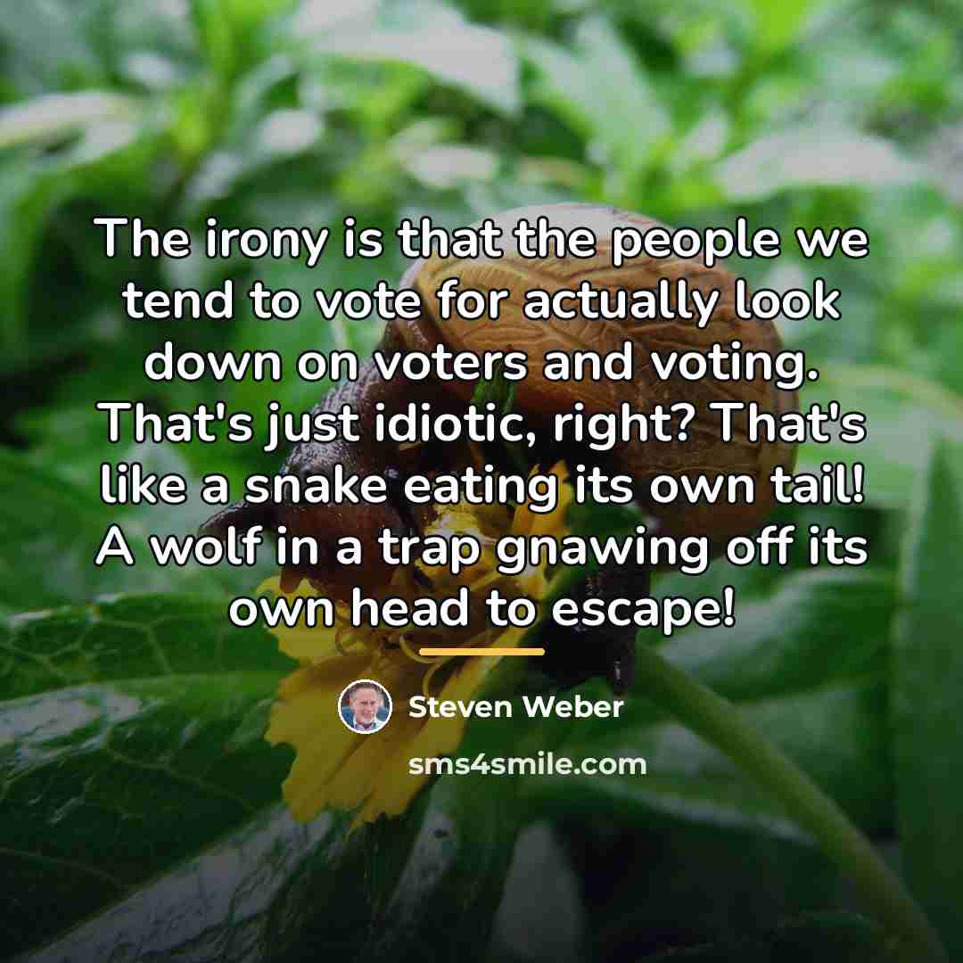 “The irony is that the people we tend to vote…” quote by Steven Weber