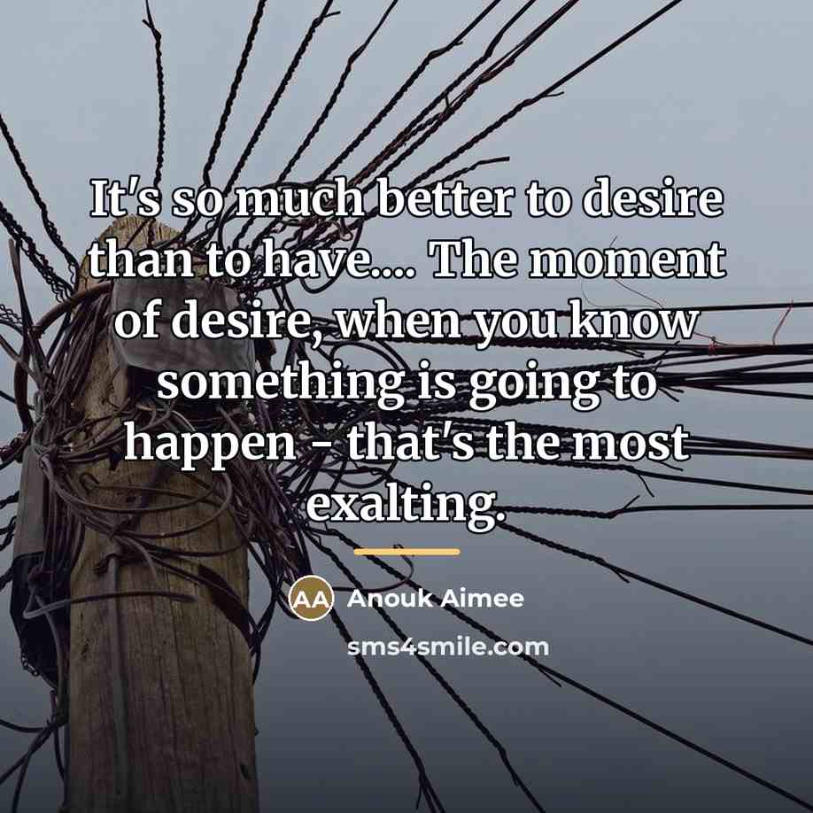 “It's so much better to desire than to have.... The…” quote by Anouk Aimee