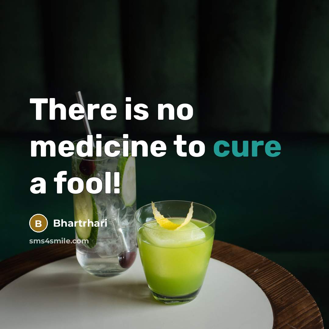 “There is no medicine to cure a fool!…” quote by Bhartrhari