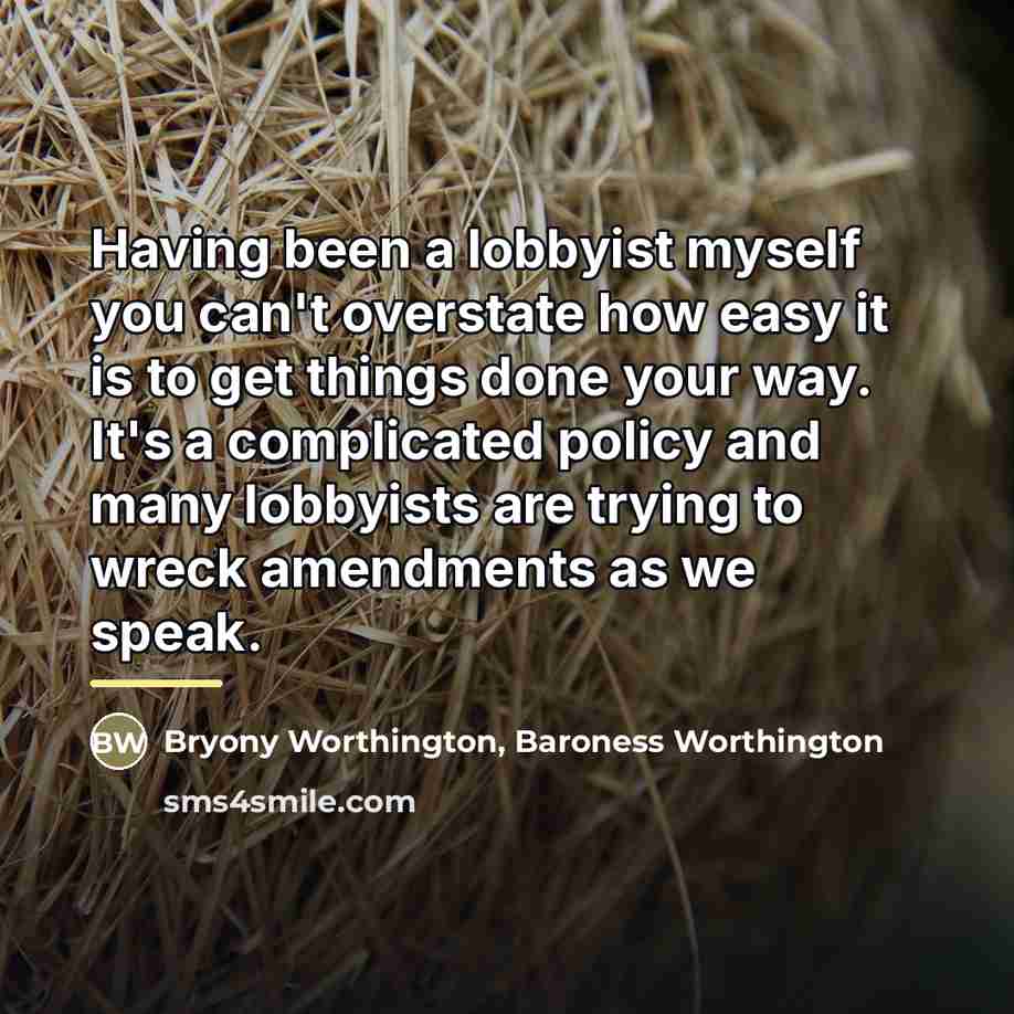 “Having been a lobbyist myself you can't overstate how easy…” quote by Baroness Worthington Bryony Worthington