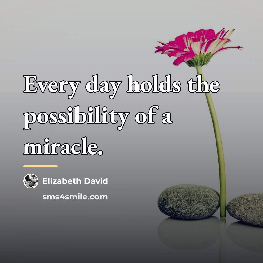 “Every day holds the possibility of a miracle.…” quote by Elizabeth David