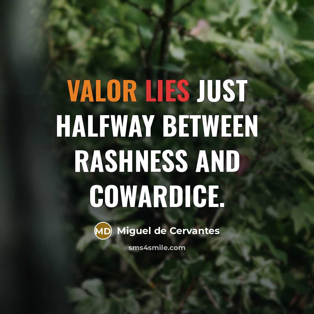 “Valor lies just halfway between rashness and cowardice.…” quote by Miguel de Cervantes