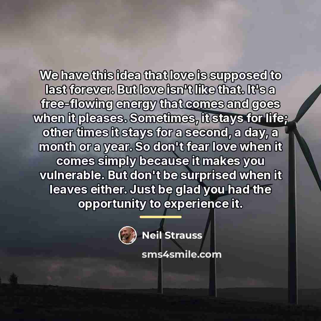 “We have this idea that love is supposed to last…” quote by Neil Strauss