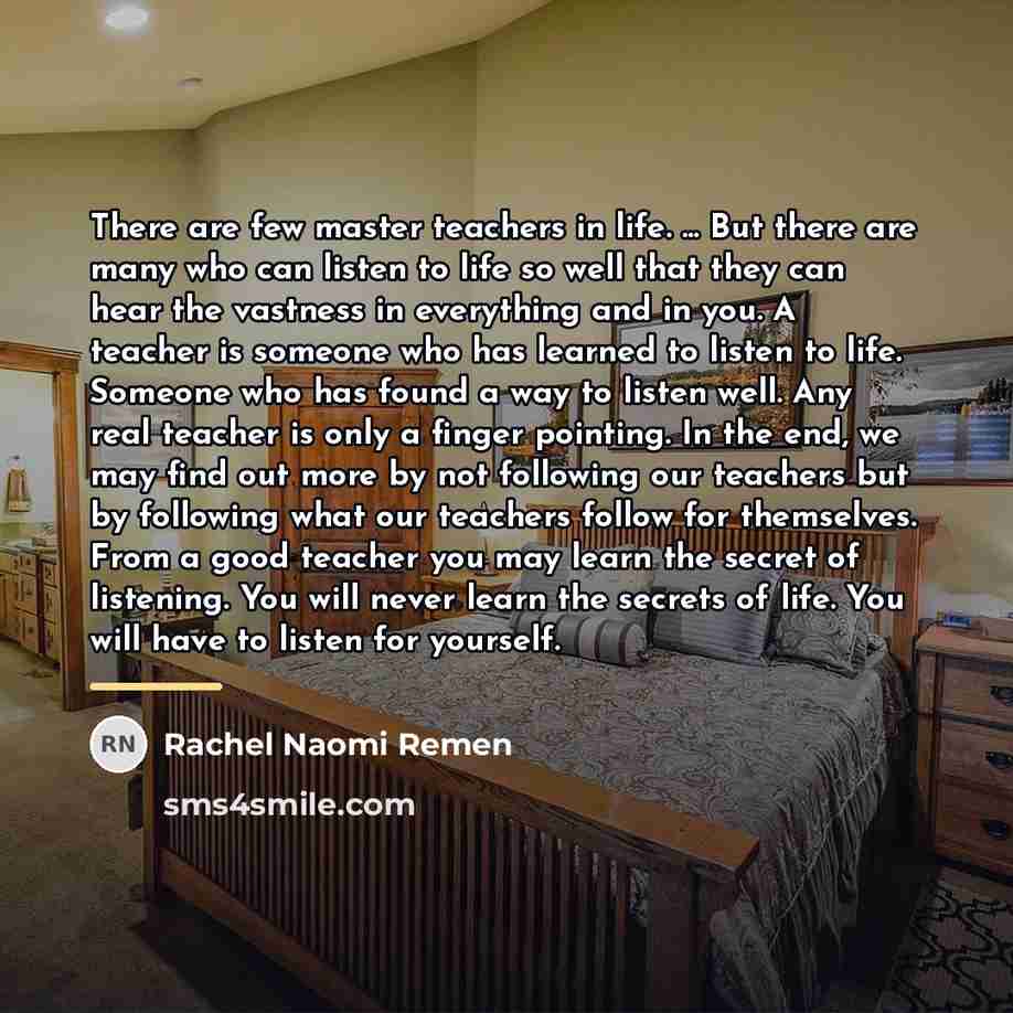 “There are few master teachers in life. ... But there…” quote by Rachel Naomi Remen
