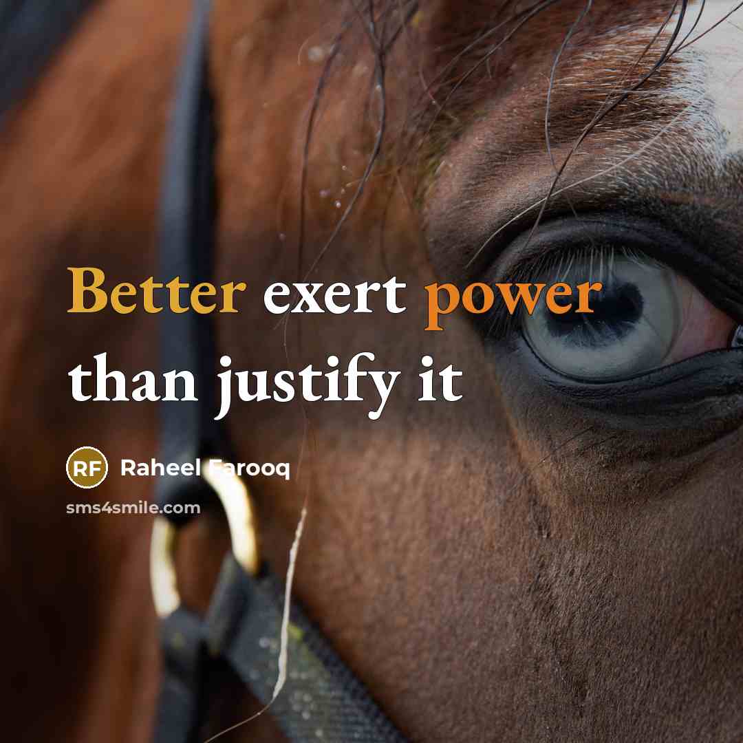 “Better exert power than justify it” quote by Raheel Farooq