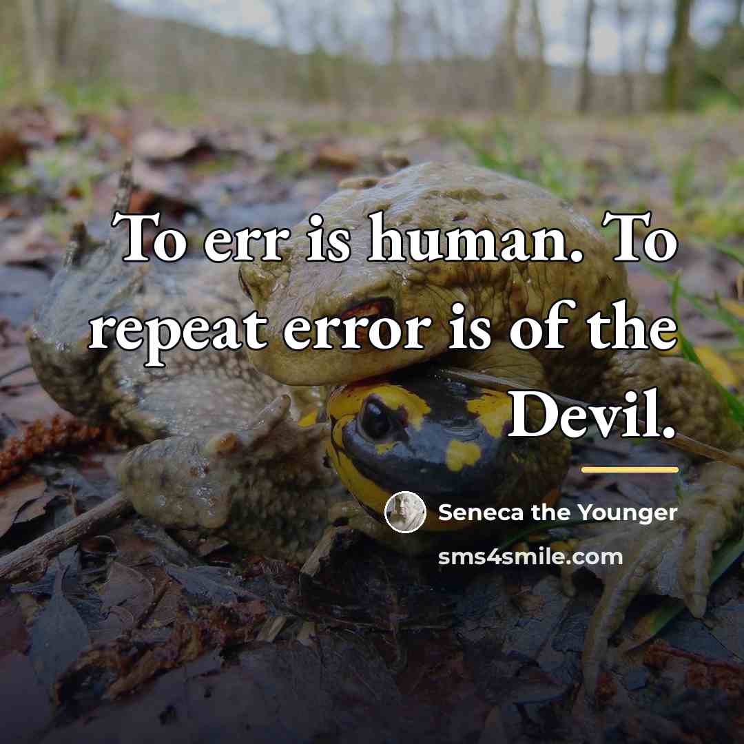 “To err is human. To repeat error is of the…” quote by Seneca the Younger