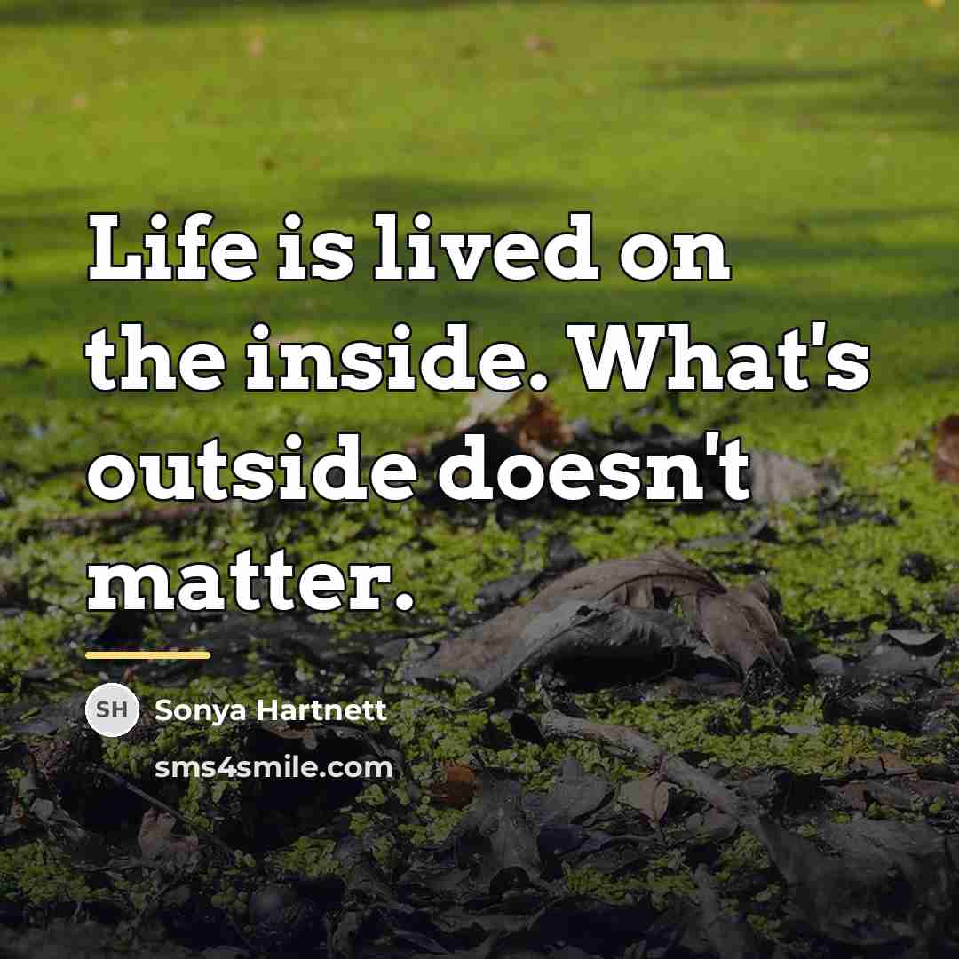 “Life is lived on the inside. What's outside doesn't matter.…” quote by Sonya Hartnett