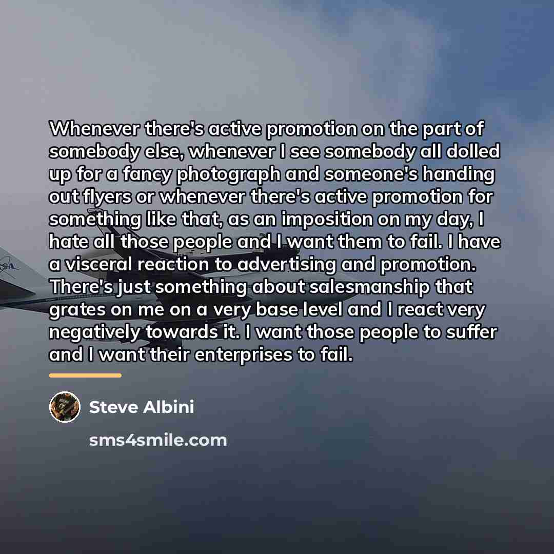 “Whenever there's active promotion on the part of somebody else,…” quote by Steve Albini