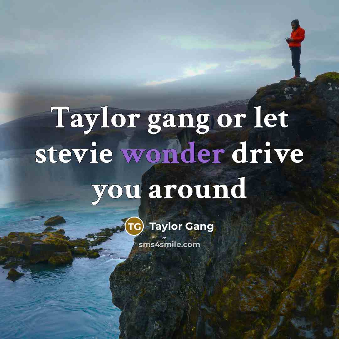 “Taylor gang or let stevie wonder drive you around” quote by Taylor Gang