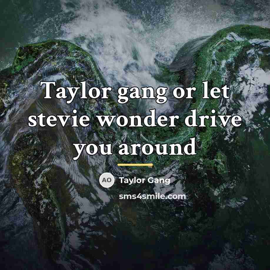 “Taylor gang or let stevie wonder drive you around…” quote by Taylor Gang