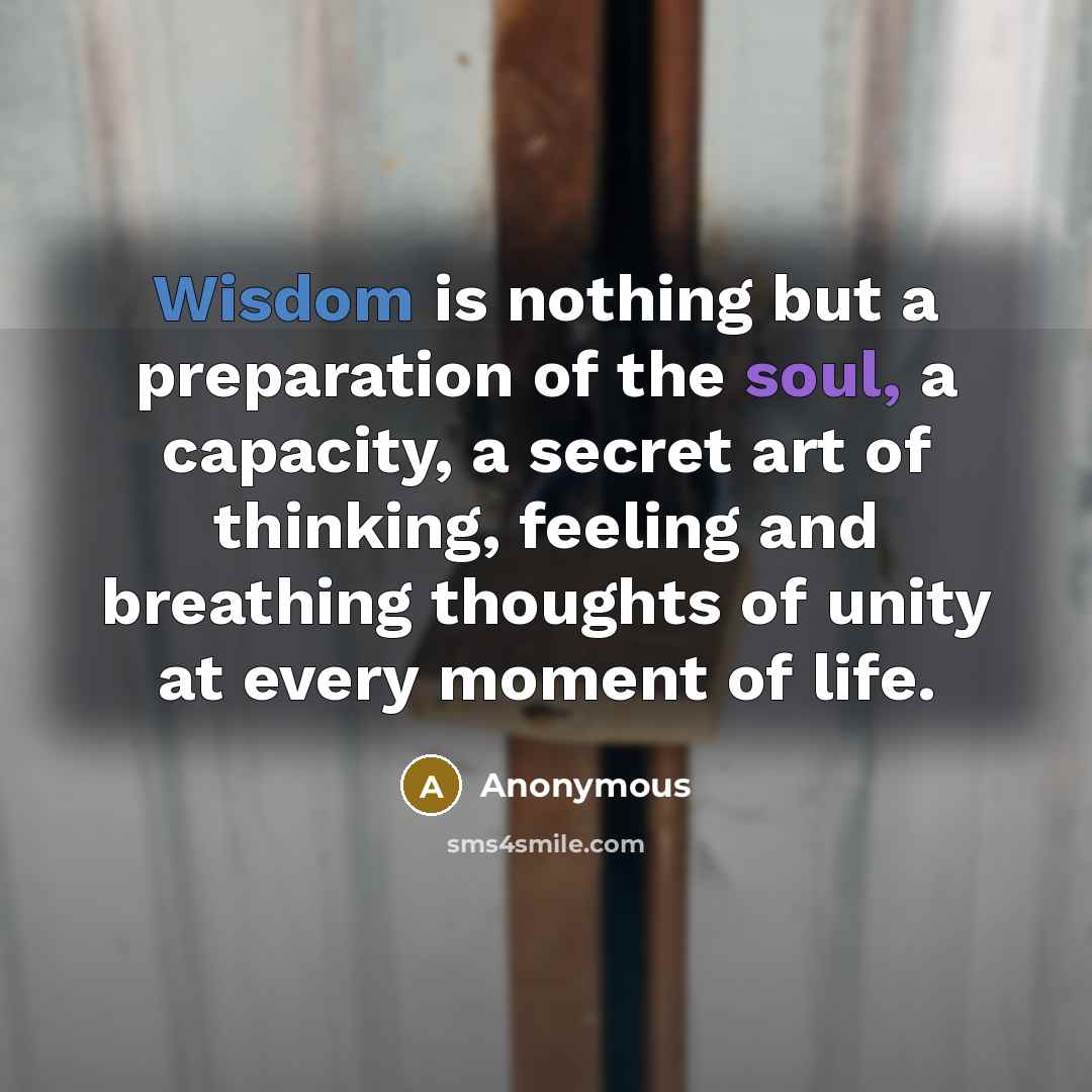 “Wisdom is nothing but a preparation of the soul, a…” quote by Anonymous