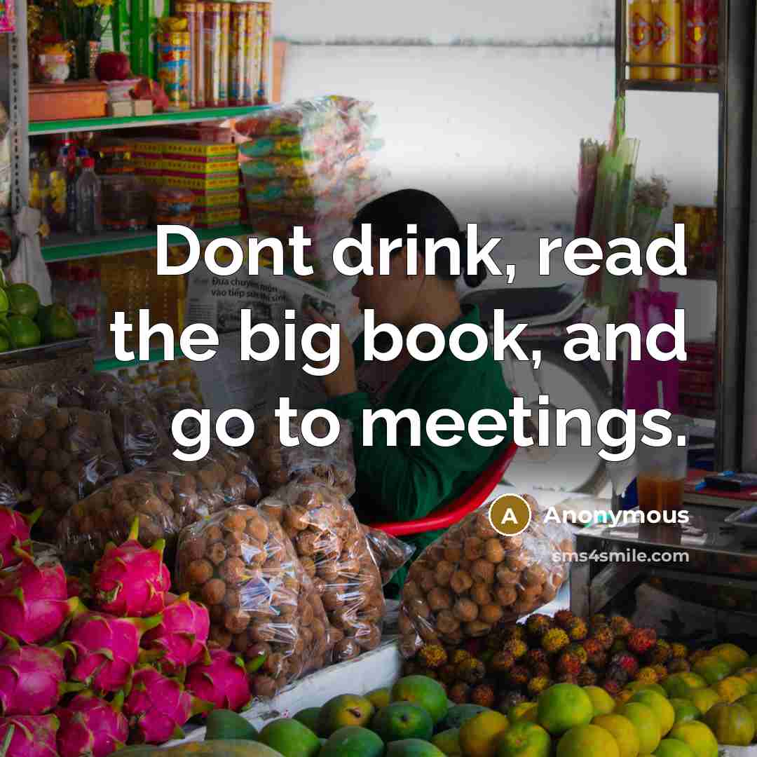 “Dont drink, read the big book, and go to meetings.…” quote by Anonymous