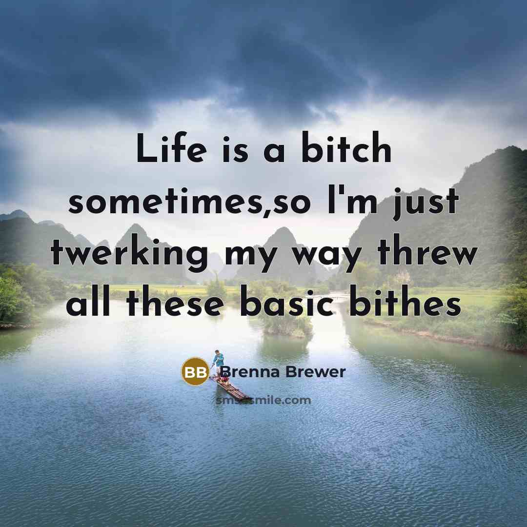 “Life is a bitch sometimes,so I'm just twerking my way threw all these basic bithes” quote by Brenna Brewer