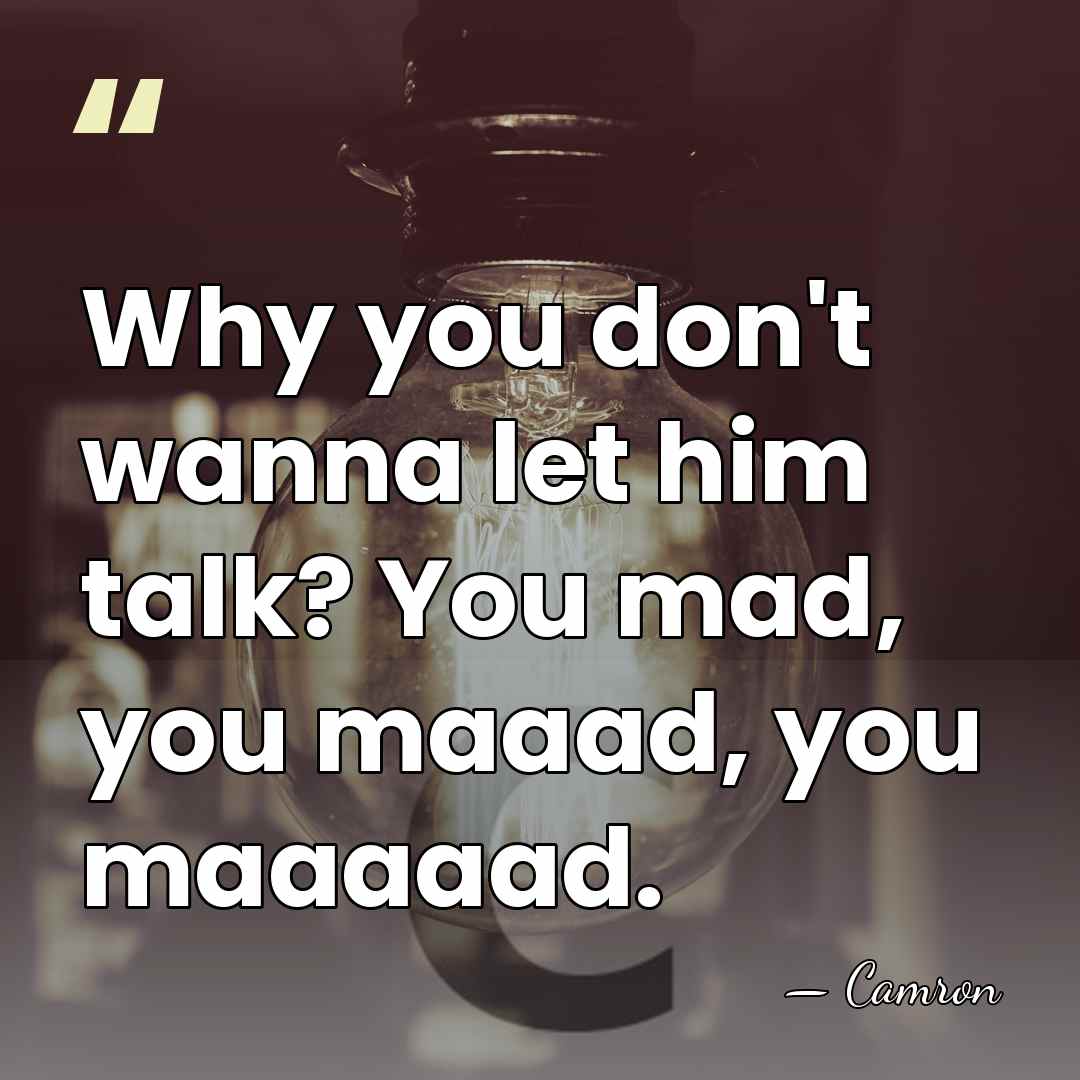 Why you don't wanna let him talk? You mad, you maaad, you&hellip; - Camron