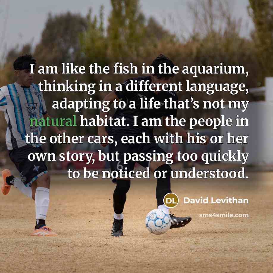 “I am like the fish in the aquarium, thinking in…” quote by David Levithan
